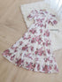 Orange Collar Floral Print Half Sleeves Mid-Length Dresses